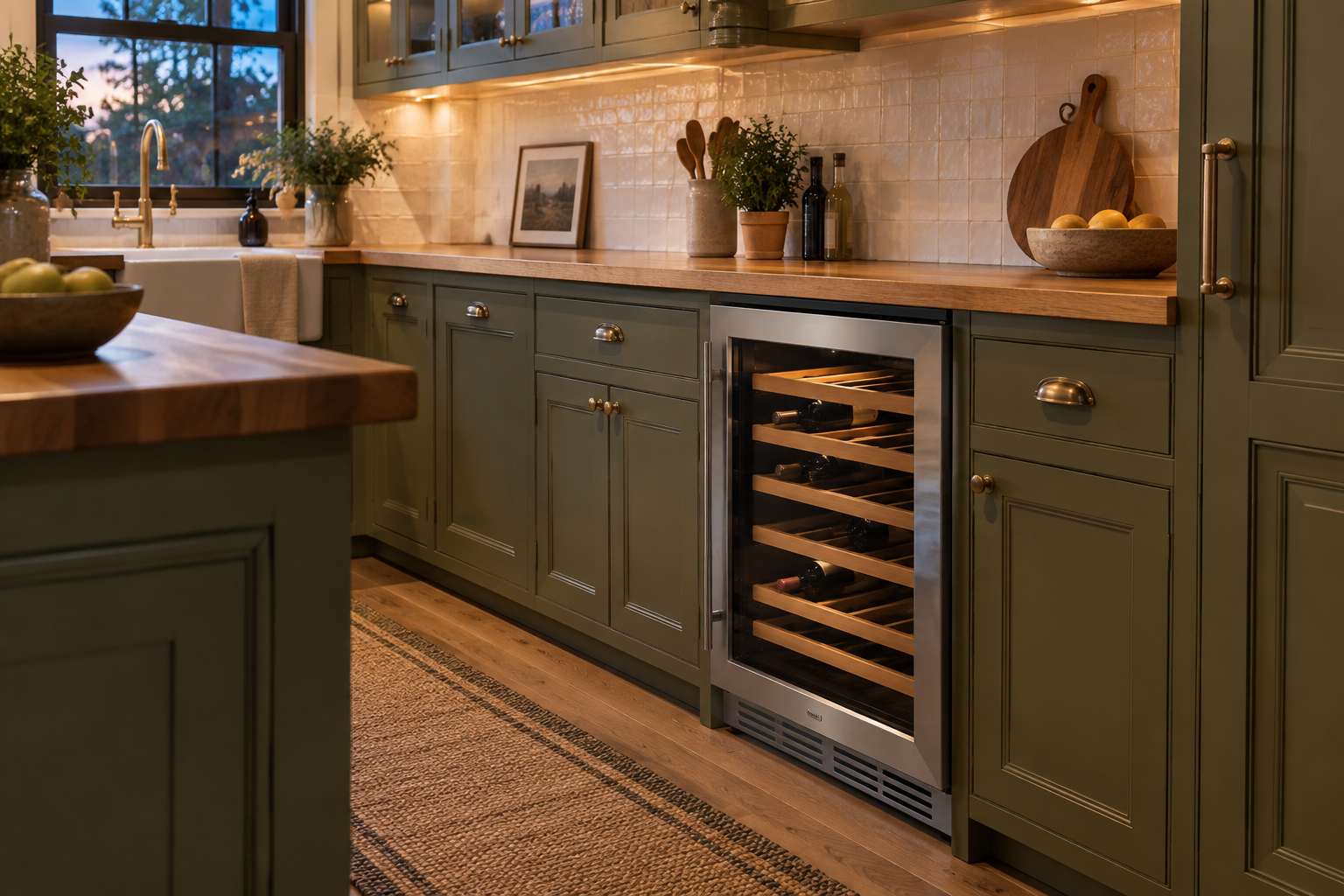 Illustrative Thermador wine cooler in a residential kitchen — AI image for Viking Repair Ardsley