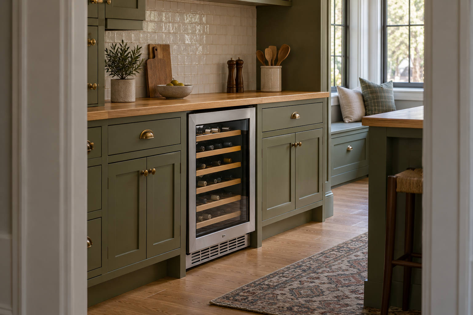 Illustrative Thermador wine cooler in a residential kitchen — AI image for Viking Repair Ardsley