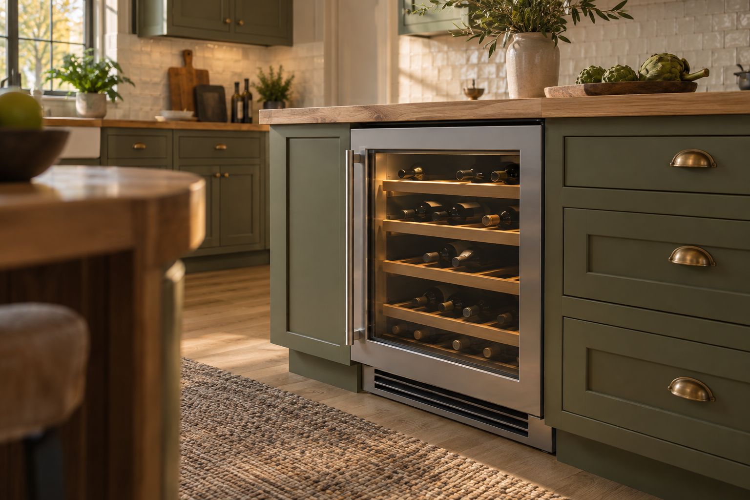 Illustrative Thermador wine cooler in a residential kitchen — AI image for Viking Repair Ardsley