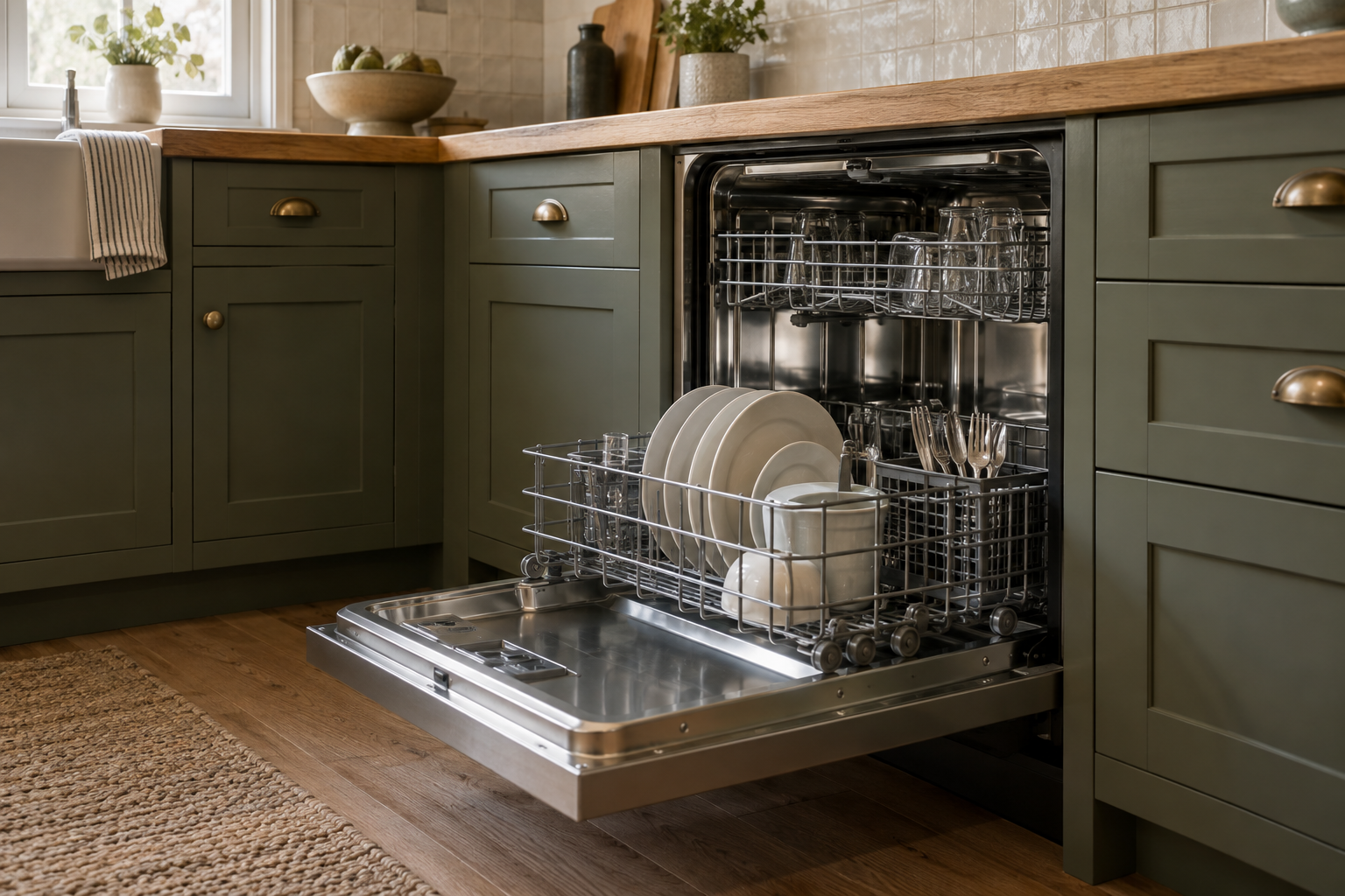 Illustrative Viking dishwasher in a residential kitchen — AI image for Viking Repair Ardsley
