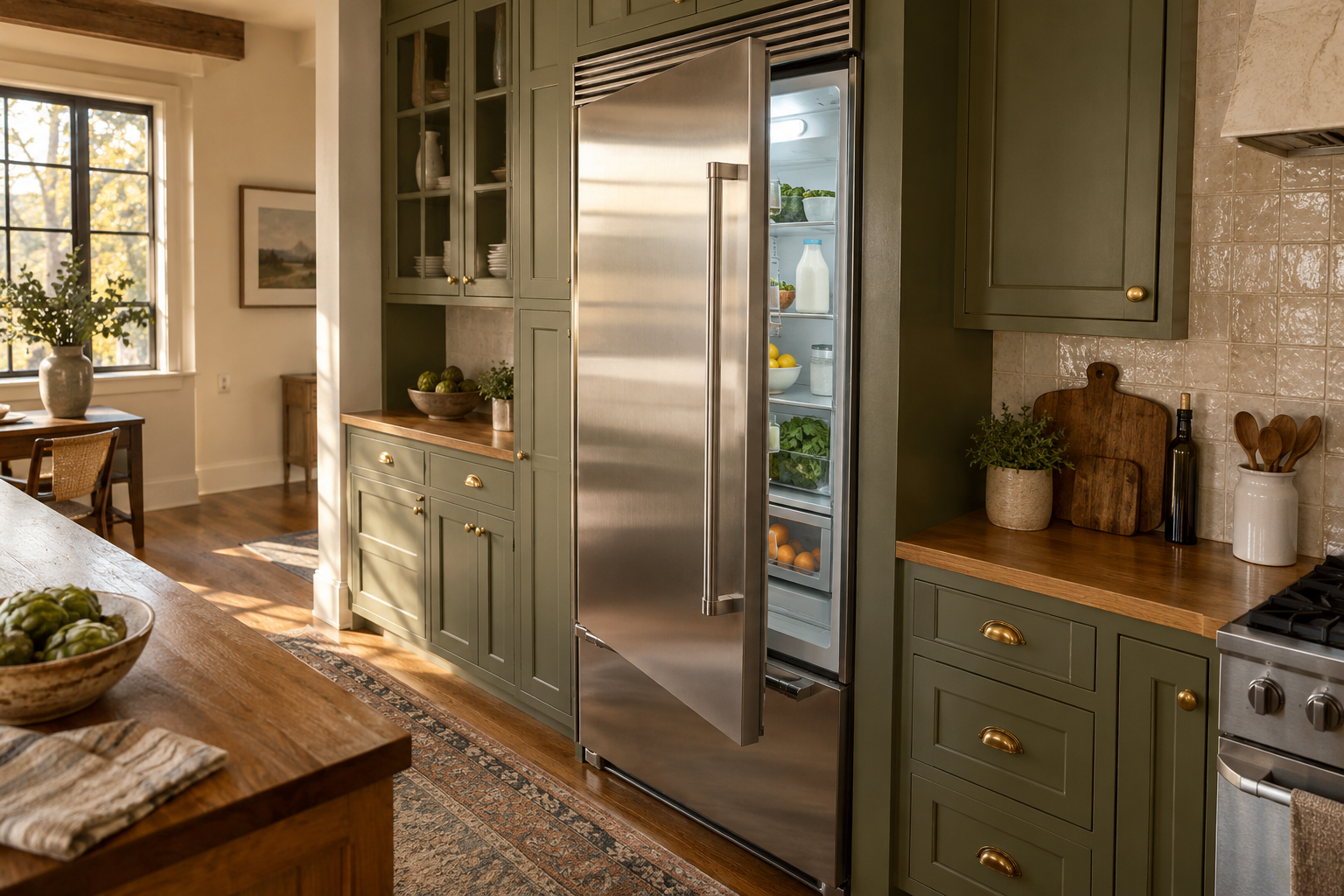 Illustrative Viking refrigerator in a residential kitchen — AI image for Viking Repair Ardsley